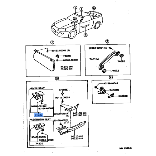 OEM Toyota Supra JZA80 Left Door Handle Switch Panel Trim Black 7423214120