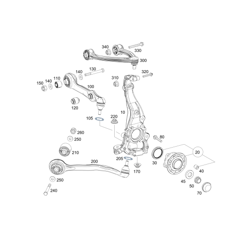 Trailing Arm Bush Front Axle Both Sides Lower For Mercedes-Benz S-Class Saloon W222 V222 X222