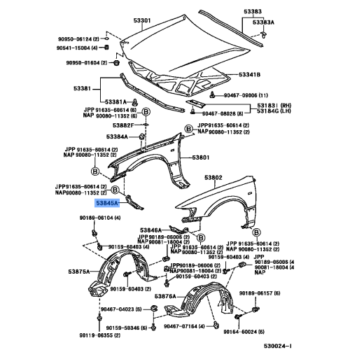 Toyota Camry HV Retainer Front Fender Liner