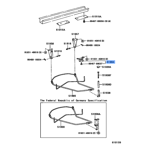 Toyota OEM Genuine Bracket Sub-Assy, Speare Wheel Carrier 51904-60050
