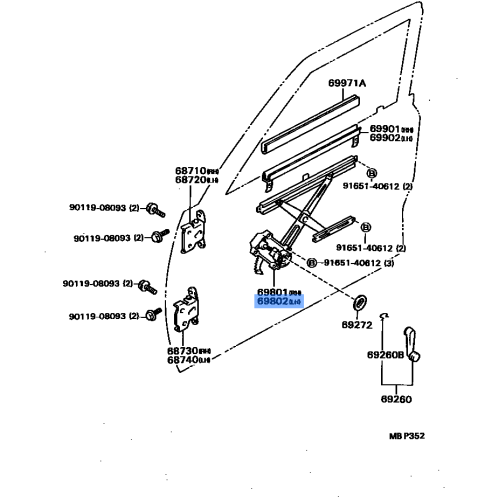 Regulator Fr Door Rh