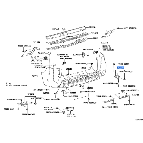 TOYOTA 58723-60020 Protector Sub-assy, Rear Bumper, RH