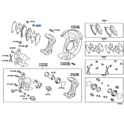 Plate, Pad Support, No.2 for Front Disc Brake, 47716-24020 for Toyota