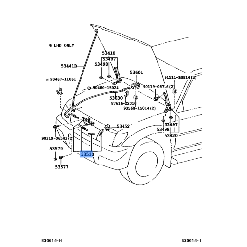 TOYOTA 53510-02680 Lock Assy, Hood