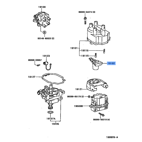 TOYOTA Genuine Parts Distributor Rotor 19102-26151