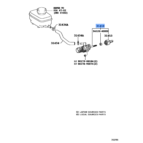 Toyota Clutch Master Cylinder Assembly 31420-26201 OEM