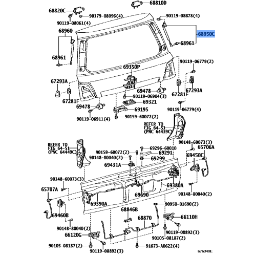 TOYOTA 68950-69215 Genuine Back Door Stay Assembly
