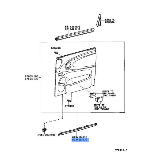 Toyota Weatherstrip, Slide Door, No.3 LH