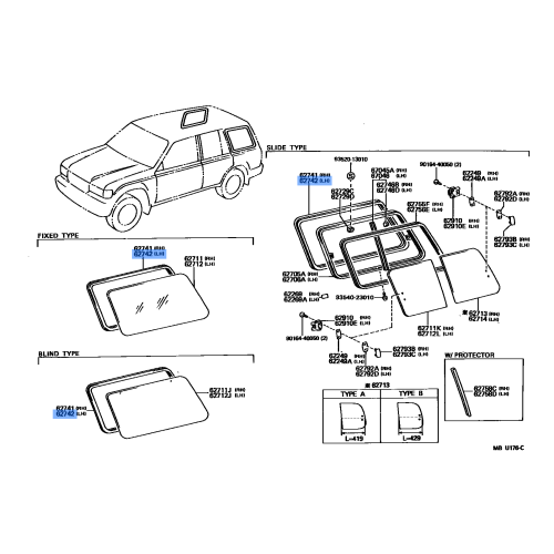 Toyota Land Cruiser Lexus LX450 Quarter Window Weatherstrip Seal Left Hand