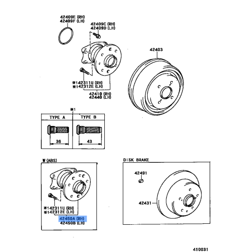 Hub & Bearing Assy,Rear Axle,Rh