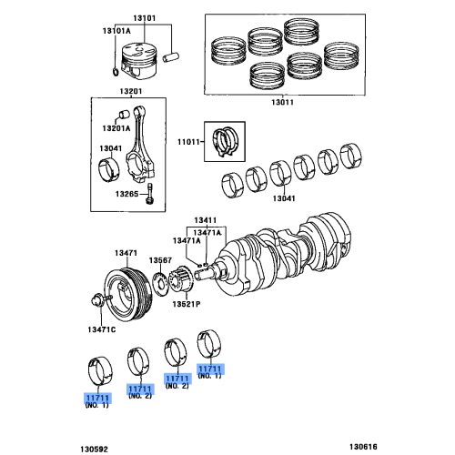 Toyota Crankshaft Bearing 11071-20020-03, Genuine OEM Part