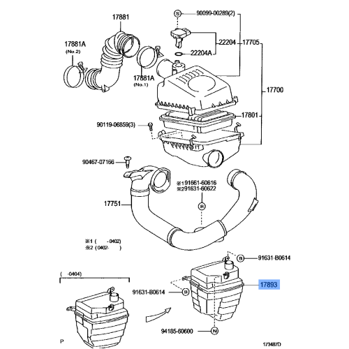 Toyota OEM Genuine RESONATOR, INTAKE AIR 17893-22020