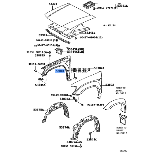 TOYOTA 53811-06150 Panel, Front Fender, RH