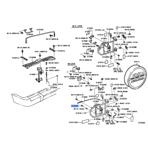 TOYOTA 51933-60070 STOPPER, SPARE WHEEL