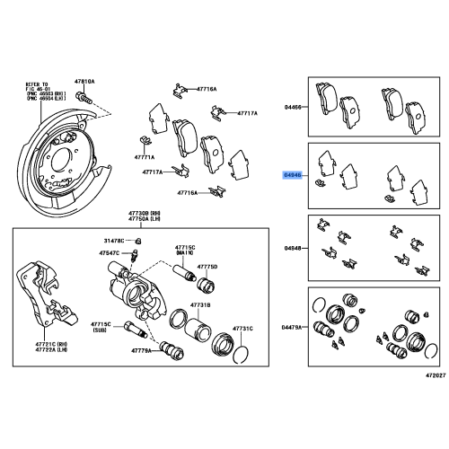 Toyota Lexus Rear Brake Pad Shim Kit 04946-33010 - 1998-1999 Camry