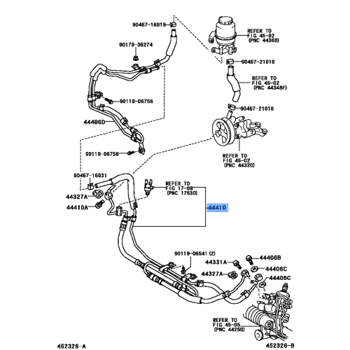 Genuine OEM Power Steering Pressure Feed Tube Assy - Toyota 44410-50080