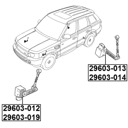 level sensor, front left (with link, with bracket)