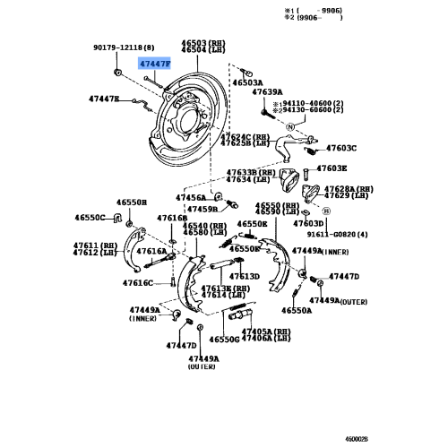 Toyota Parking Brake Shoe Hold Down Spring Pin 47447-22020
