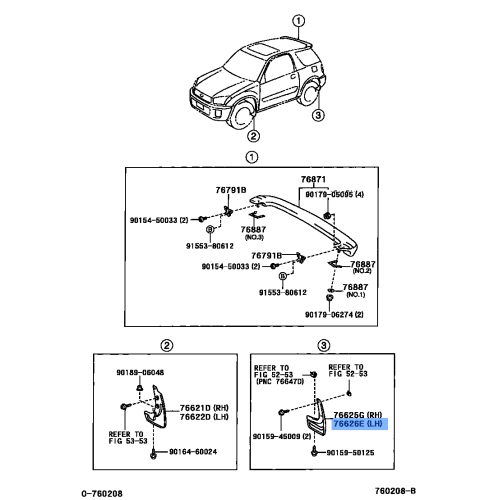 Toyota Genuine Mudguard Quarter Panel Rear Left Hand 76626-60200