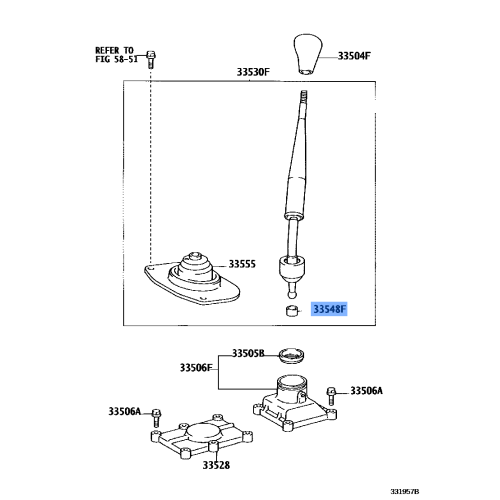 Toyota Bush, NO.1, Shift Lever (For Floor Shift) 33548-22020