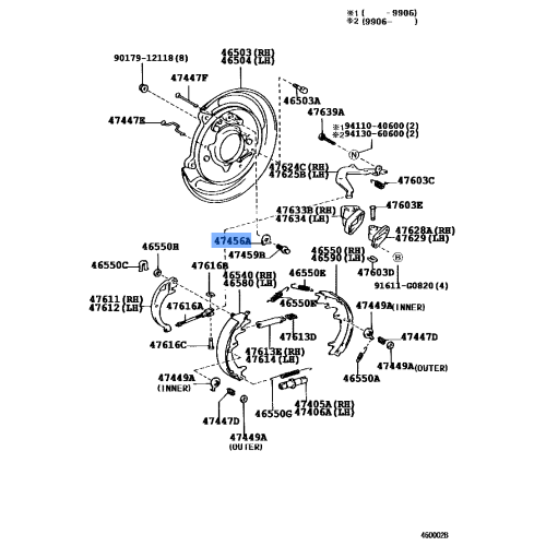Toyota OEM Parking Brake Shoe Guide Plate 47456-20030