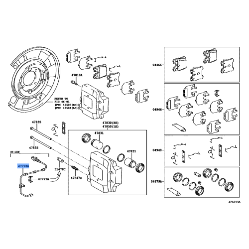 TOYOTA Genuine LEXUS LS460 Rear Brake Pad Wear Indicator Sensor 47770-50080