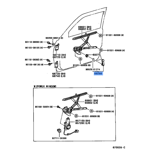 Toyota Land Cruiser FJ60 FJ62 OEM Gray Manual Window Crank 69260-12010-03