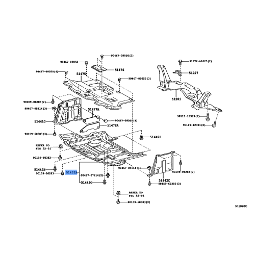 Toyota OEM Genuine COVER, ENGINE UNDER, CENTER 51451-02090