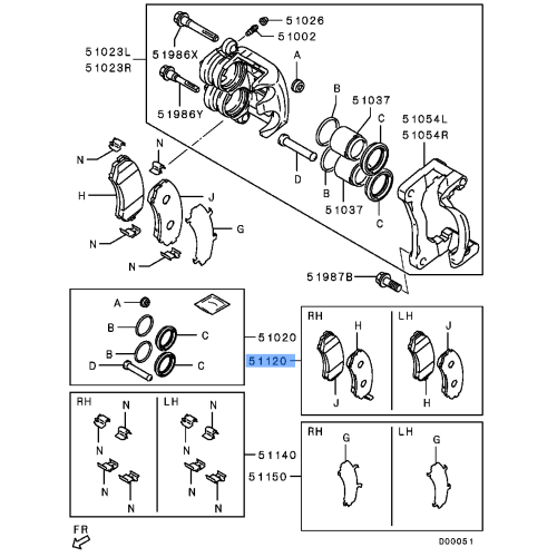 Mitsubishi Genuine 4605A471 Front Brake Pads Fits Pajero