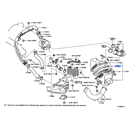 TOYOTA / LEXUS Air Filter OEM 17801-16030 / 17801-74020, replaces 17801-27010