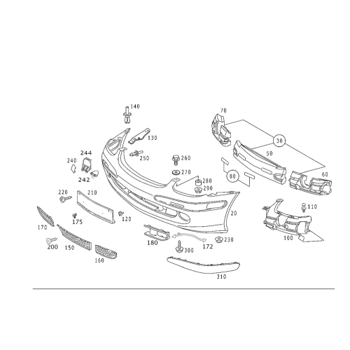 Bumper Grill W170 Rh
