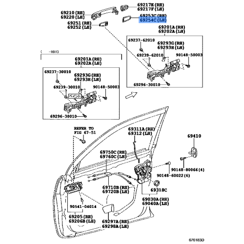 Toyota Front Door Outside Handle Pad Rear 69242-60080