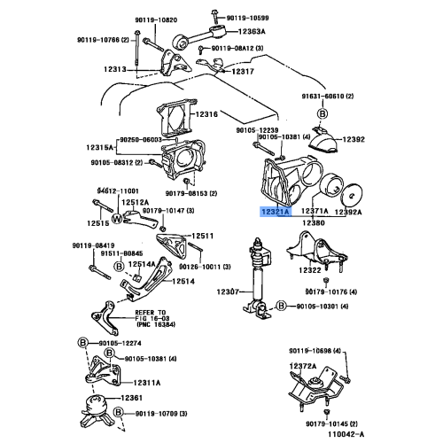 Engine Mounting Bracket, Rear (For Transverse Engine) - Toyota Corolla EE10 EE11