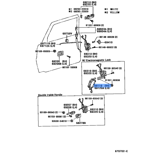 Toyota Genuine Front Door Lock Actuator Assembly RH 69110-60021