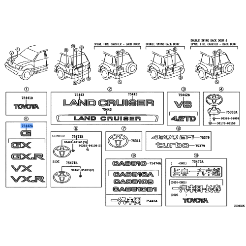 OEM Toyota Land Cruiser J100 98-07 Rear GX Emblem Badge 75473-60020