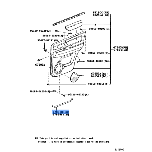 OEM Toyota 67803-24990-71 Bracket T1