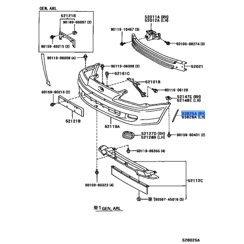 TOYOTA 53825-33030 Genuine Protector, Front Fender Upper RH