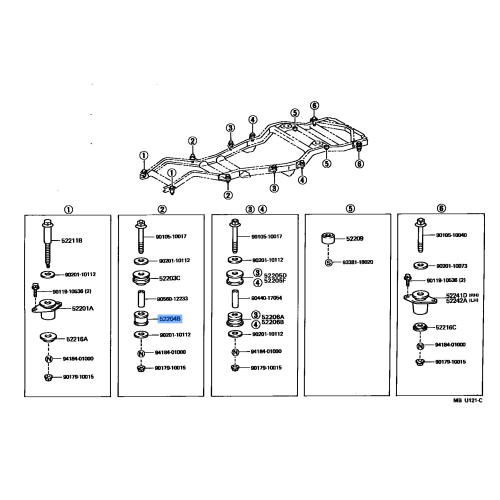 Toyota Genuine CUSHION SUB-ASSY CAB MOUNTING NO.2 LOWER 52204-60061
