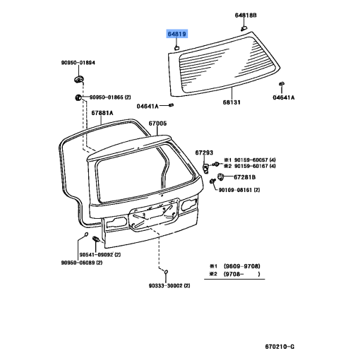 TOYOTA 64819-26010 Spacer Back Window Glass