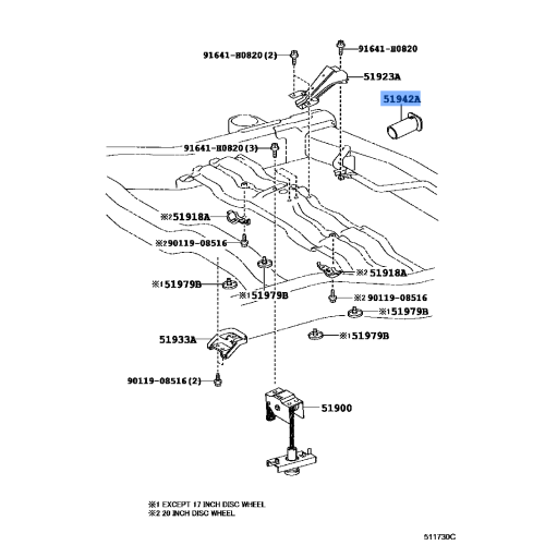 Toyota Genuine Handle, Spare Wheel Carrier Bolt 51942-60050