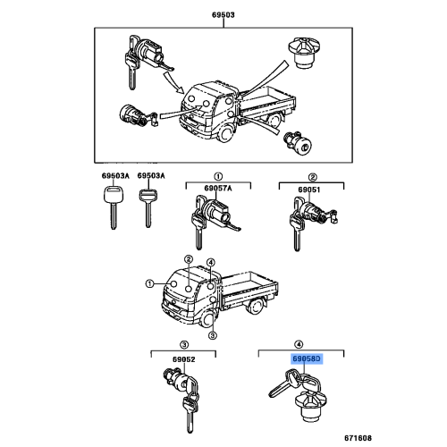 Toyota Cap Key Set 69058-37050 OEM Fuel Tank Filler