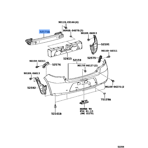 Toyota / Lexus Rear Bumper Reinforcement Bar - Camry (2012-2017) / ES350 (2016-2018)