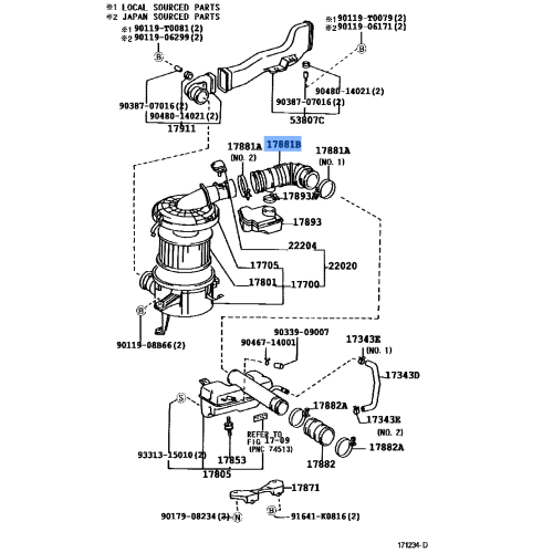 Air Cleaner Hose Toyota Hilux 97-05