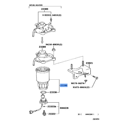 Toyota Fuel Filter 23390-30350 fits: Prado, Hiace and more