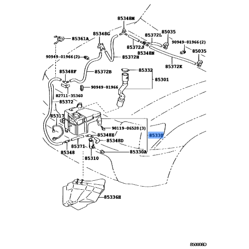 TOYOTA YARIS 2012-2014 Washer Jar OEM 85315-52300