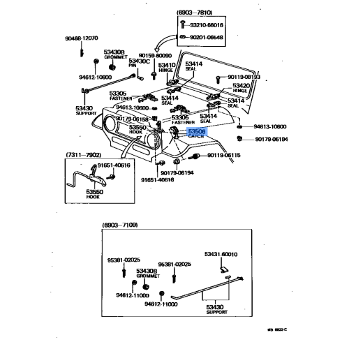 Clamp  Bonnet Support Rod