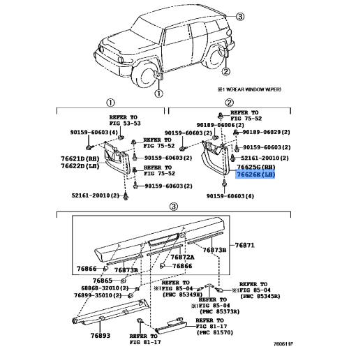 Toyota FJ Cruiser Driver Rear Fender Mudguard 2007-2014