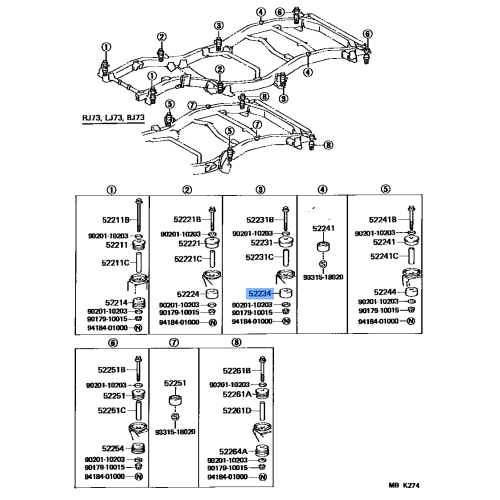 Toyota OEM Lower Body Mount Cushion 52204-60030 for Land Cruiser