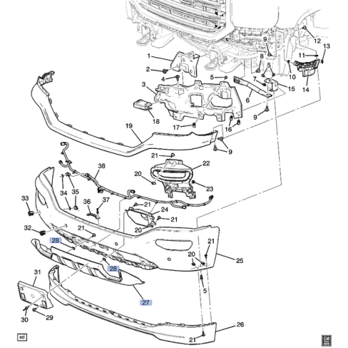 GM Front Bumper Impact Bar Skid Plate 23243492