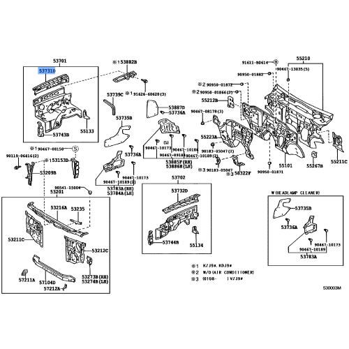 TOYOTA 53731-12160 Genuine Front Apron To Cowl Side Member Upper Right Hand